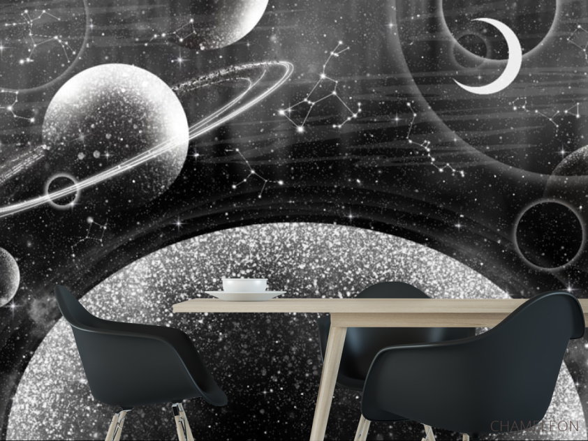 Фотошпалери дизайнерські планети чб - 1
