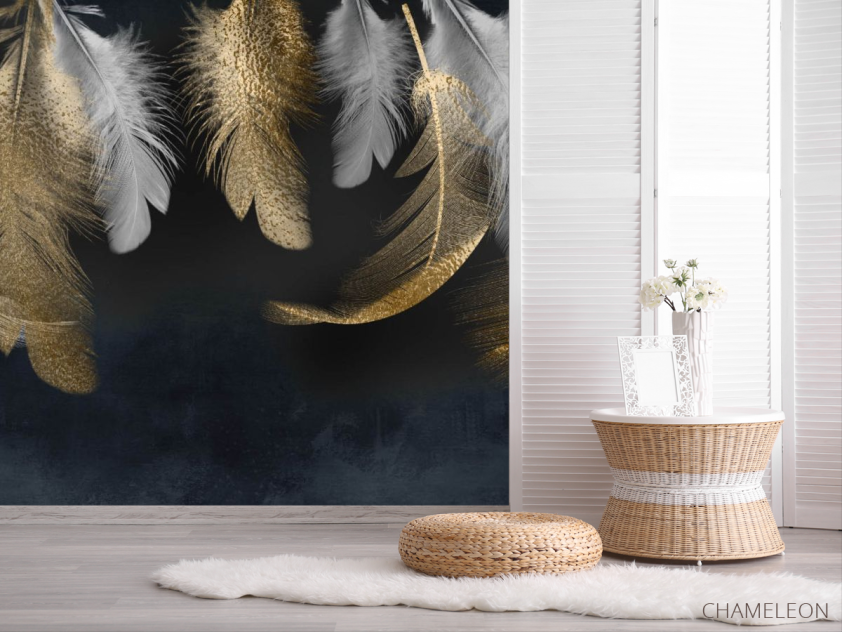 Фотошпалери Золоті пера 3д - 2