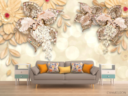 Фотообои 3d цветы и брошки - 1