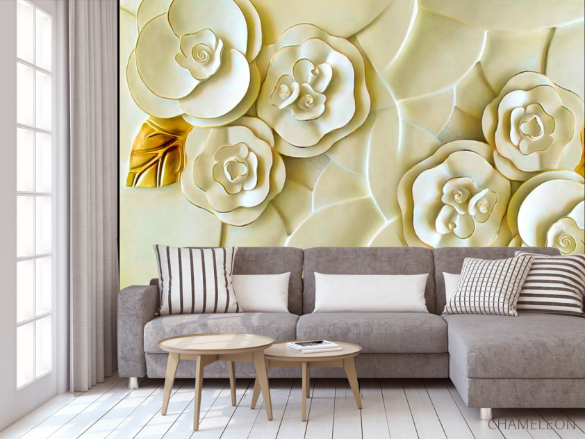 Фотообои Керамические цветы цвета слоновой кости - 3