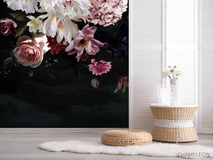 Фотошпалери Квіти на чорному тлі - 2
