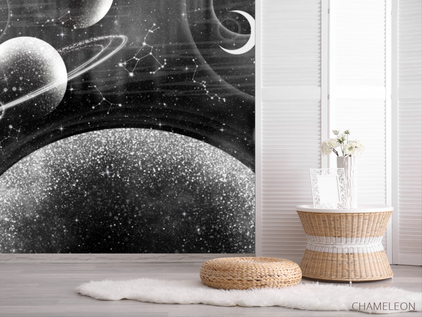 Фотошпалери дизайнерські планети чб - 2