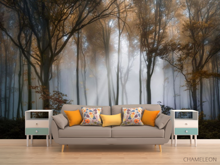 Фотообои Туманные деревья в лесу - 1