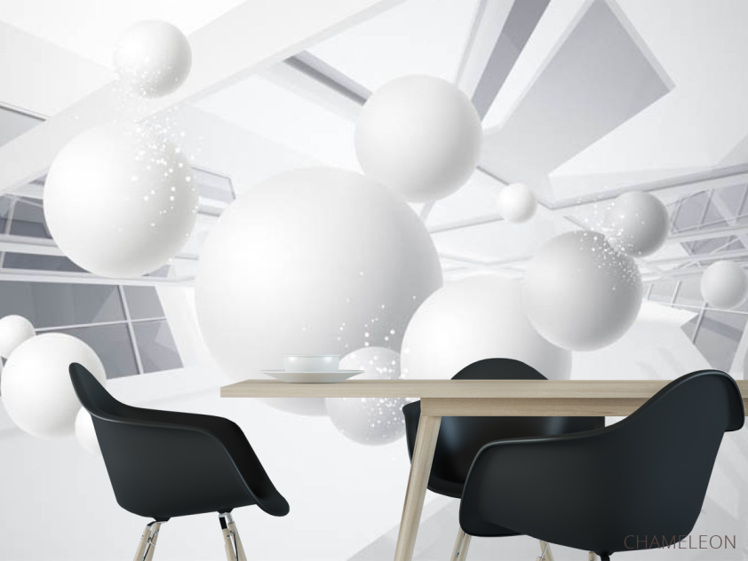 Фотошпалери сірі кулі 3д - 1