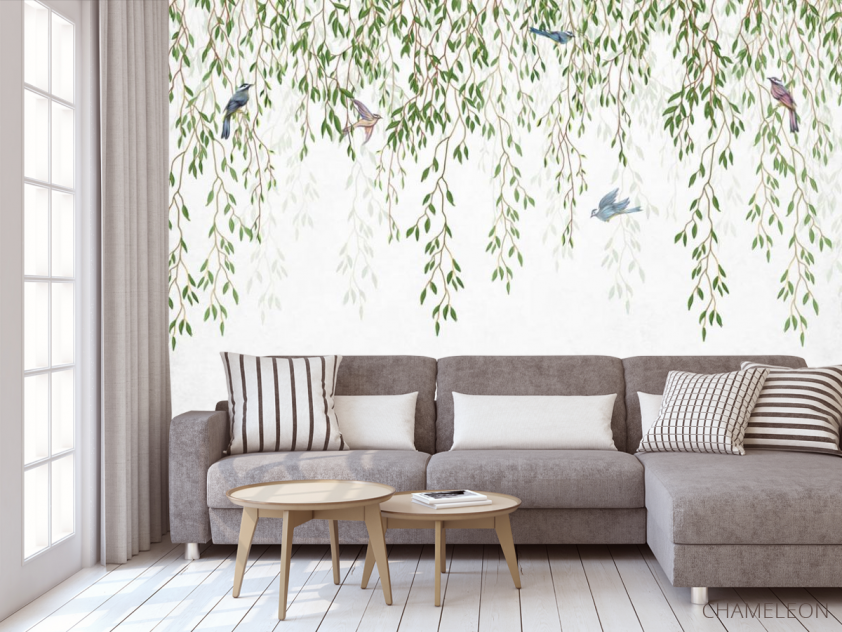 Фотообои Ветки лиственные с потолка - 3
