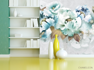 Фотошпалери блакитні 3Д квіти - 3