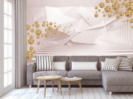 Фотообои Тонель с 3д золотыми камнями - 3