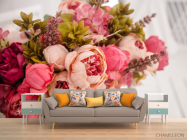 Фотообои розовый букет вкорзине - 1