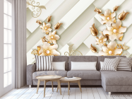 Фотообои Золотые цветы 3д - 3