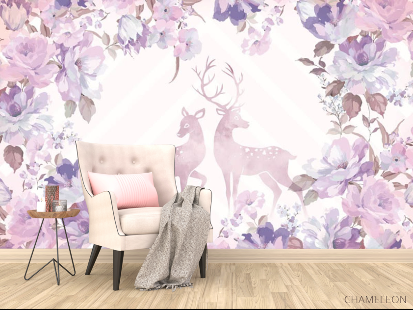 Фотообои цветы и олени - 4