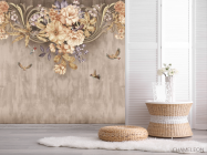 Фотошпалери коричневі квіти під стелею - 2