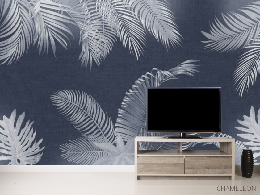 Фотообои Листья на синем - 2