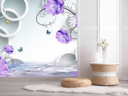 Фотошпалери Фіолетові квіти з колами - 2