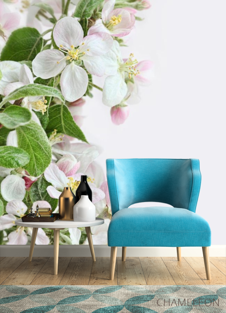 Фотообои бело-розовые цветочки - 4