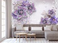 Фотообои 3d брошь+цветы - 3