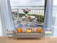 Фотообои вид на море с белого балкона - 1