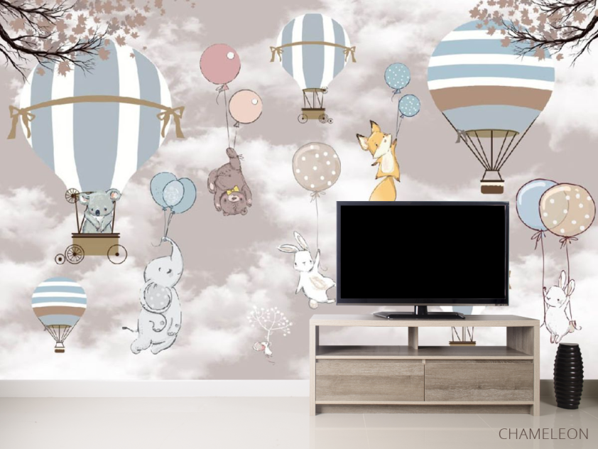 Фотообои зверушки на воздушных шариках - 2