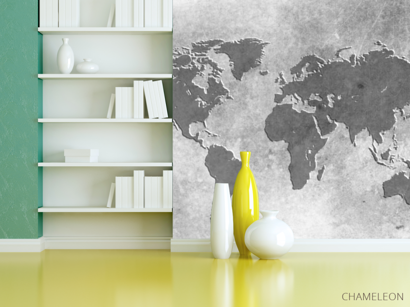 Фотошпалери сіра карта світу - 3