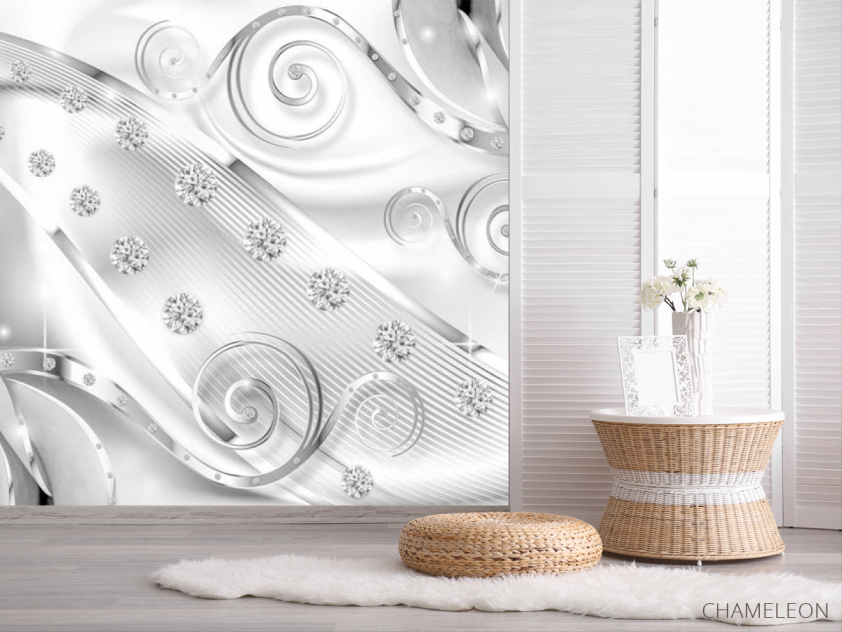 Фотошпалери діаманти на сірих візерунках - 2