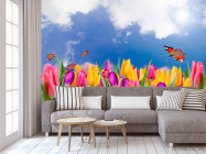 Фотообои Тюльпаны и бабочки - 3