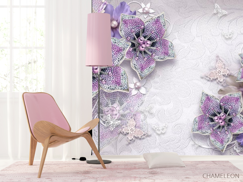 Фотошпалери 3d брошка+квіти - 4