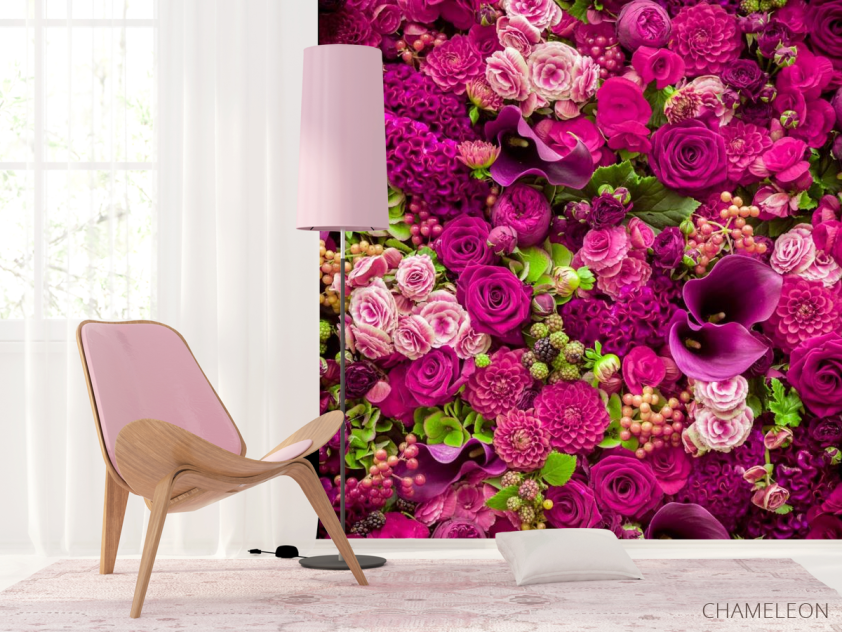 Фотошпалери бузкові троянди та лілії - 4