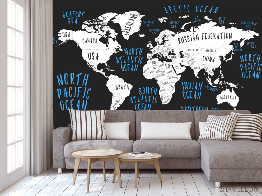 Фотообои Карта на черном фоне - 3