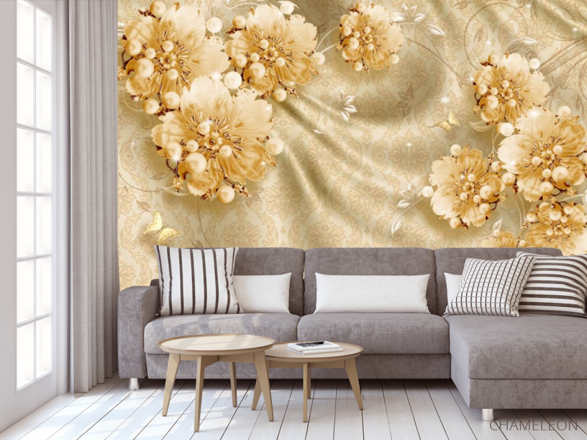 Фотообои цветы с жемчужинами - 3