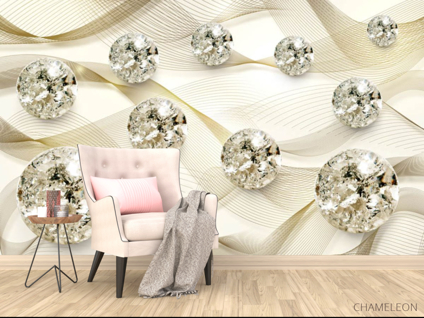 3д фотообои Драгоценные камни на золотом атласе - 4