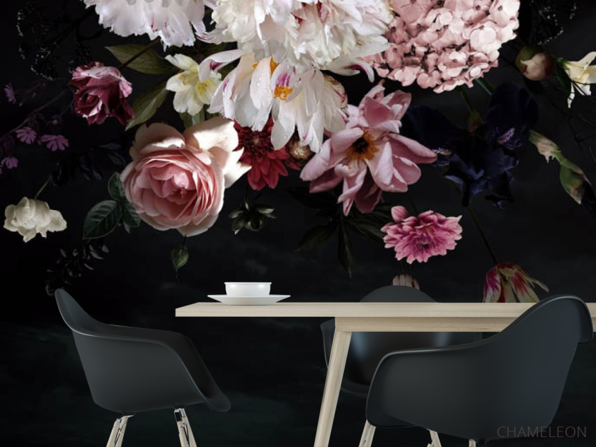 Фотошпалери Квіти на чорному тлі - 1