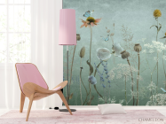 Фотошпалери польові дизайнерські квіти зелені - 4