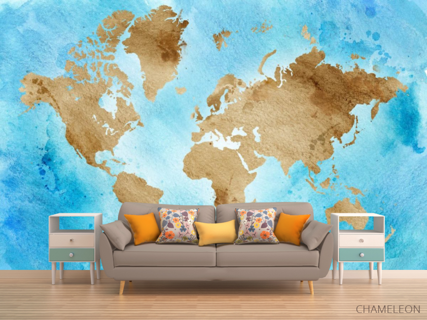 Фотообои Акварельная карта - 1