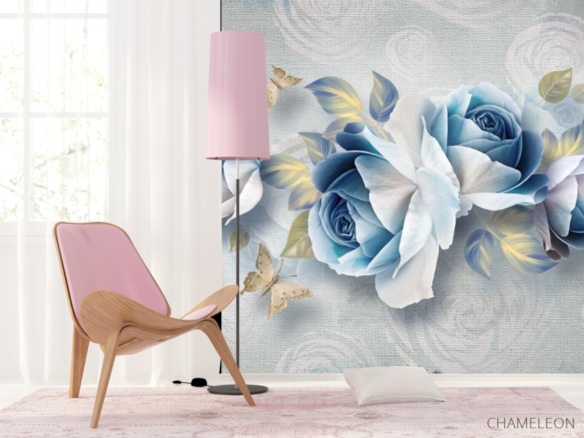 Фотошпалери Сині квіти 3д - 4