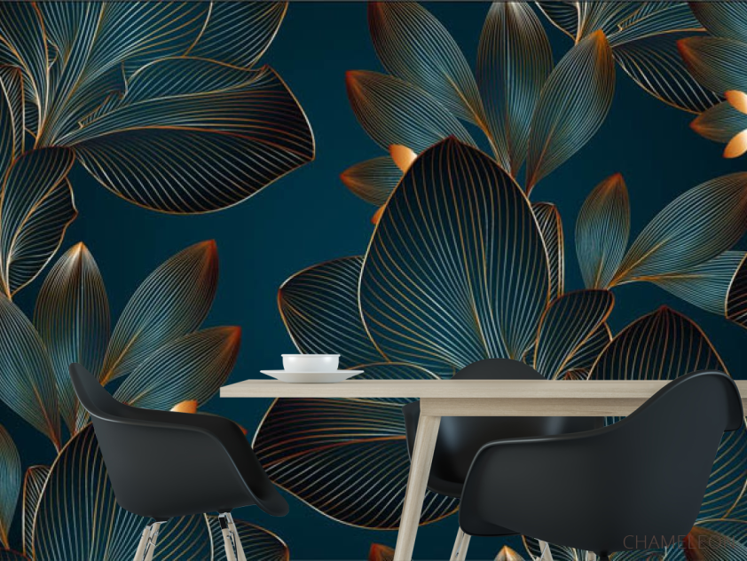 Фотошпалери 3Д листя об'ємні - 1