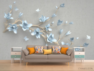 Фотообои Ветка голубых цветов - 1