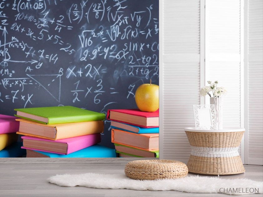 Фотошпалери Крейдована дошка та книги - 2