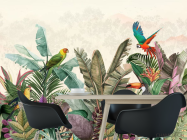 Фотошпалери папуги і тропічні листя - 1