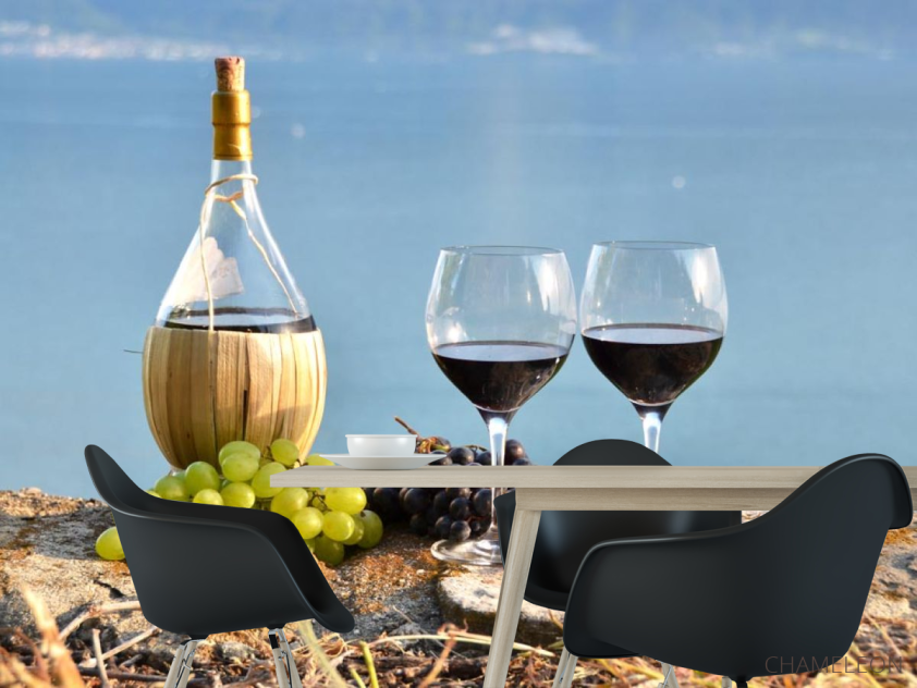 Фотошпалери червоне вино на березі - 1