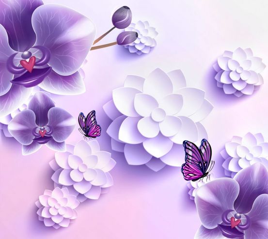 Фиолетовые орхидеи 3Д 20066