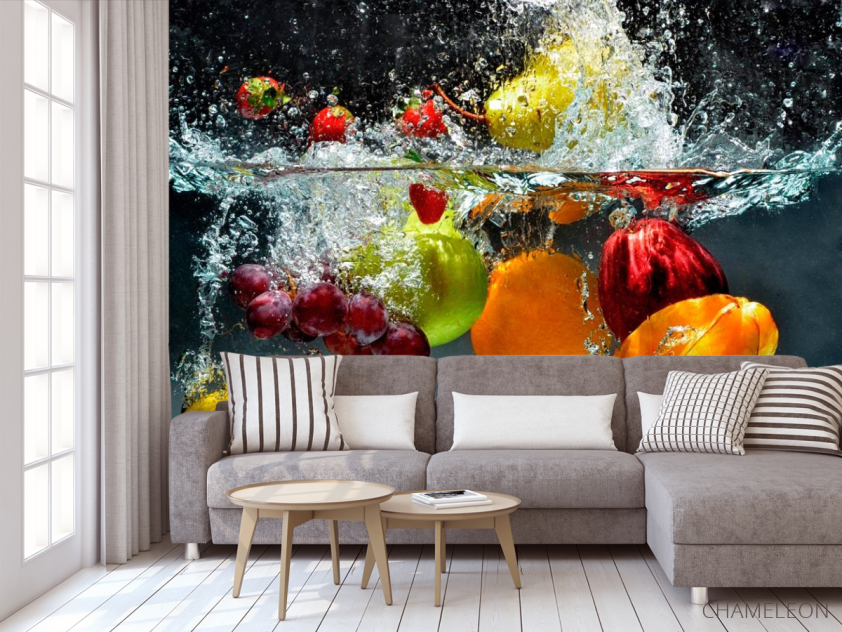 Фотообои в кухню Фрукты в воде - 3