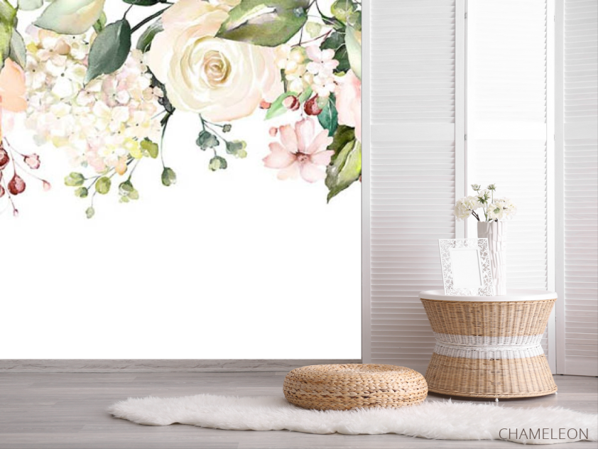 Фотошпалери акварельні квіти зі стелі - 2