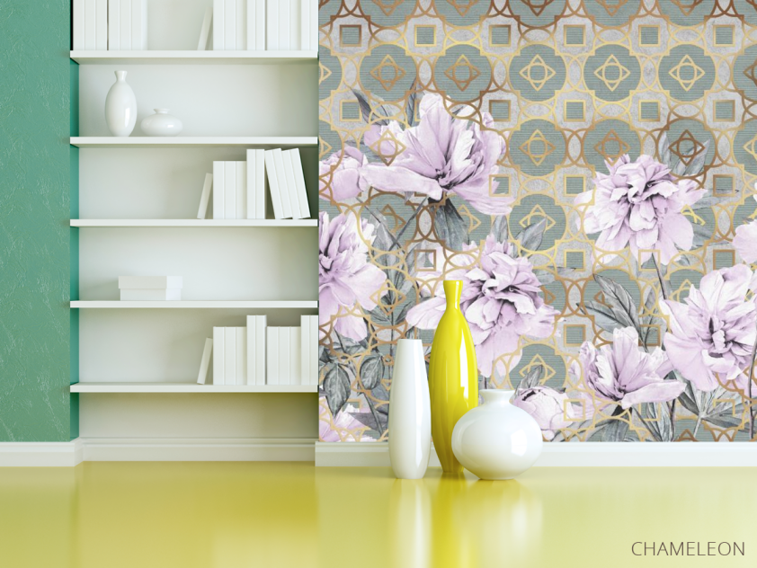 Фотошпалери півонії і візерунок - 3