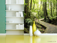 Фотошпалери дерев'яна доріжка в лісі - 3