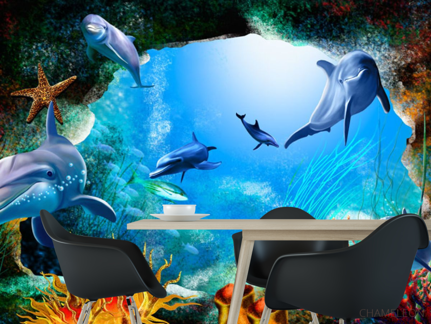 Фотошпалери 3д дельфіни - 1