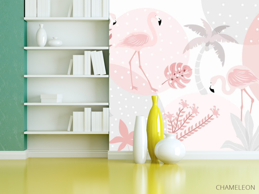 Фотошпалери фламінго і пальми - 3