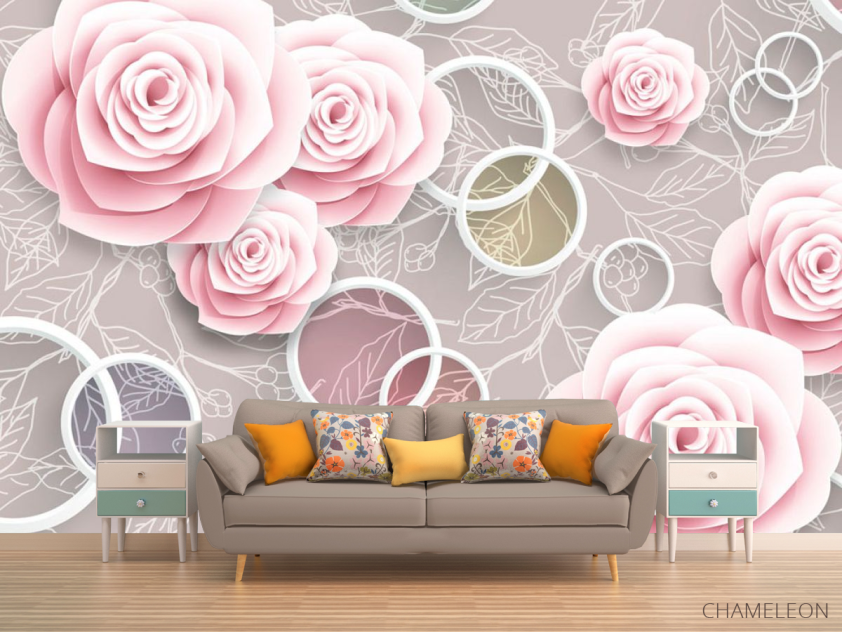 Фотообои Розовые 3Д розочки - 1