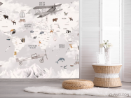 Фотошпалери сіра дитяча карта англійською - 2