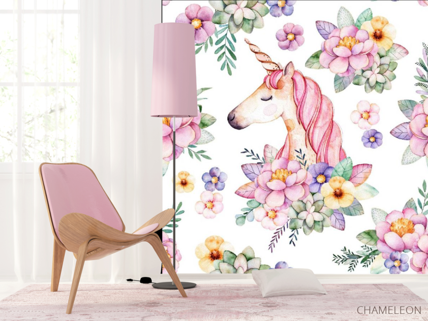 Фотообои единорог и цветы - 4