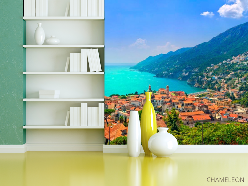 Фотошпалери Будинки, гори, вода - 3