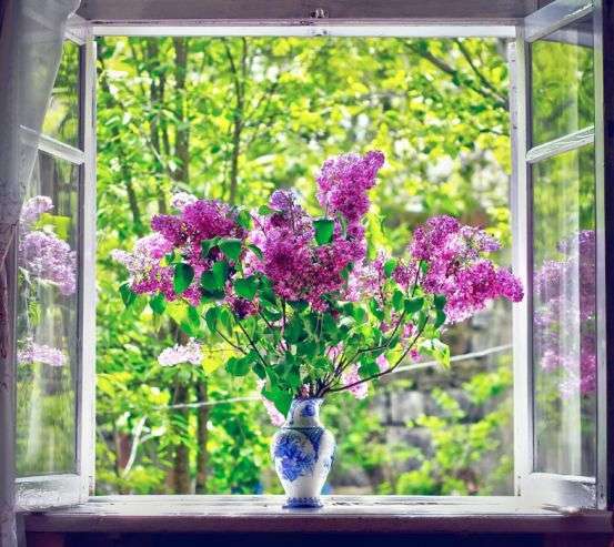 Фотошпалери бузок у вазі на вікні Фотошпалери бузок у вазі на вікні 21074